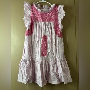 J Marie Pink and White Embroidered Carmel Dress size S ￼